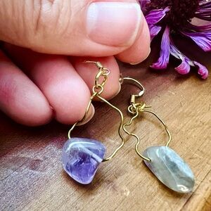A Twist Of Amethyst Purple Stone Crystal Earrings